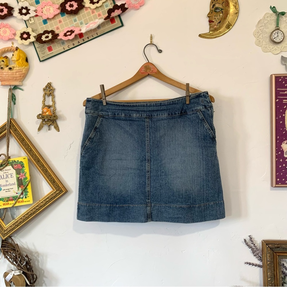 Vintage Y2K St John's Bay Denim Mini Skirt Built in Shorts Size 12